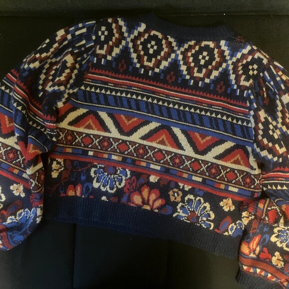 Farm Rio Ainika Tapestry Blue/Red Sweater in XL - Picture 4 of 8
